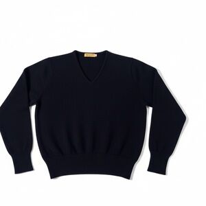 Vintage Soft Wool Navy V-Neck Sweater